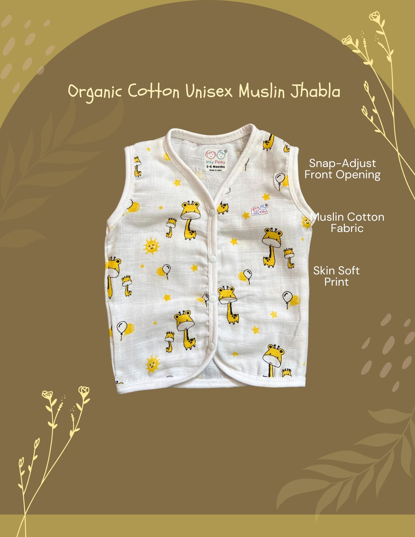 Organic Cotton Muslin Unisex Button Jhabla Combo Pack of 7 pcs
