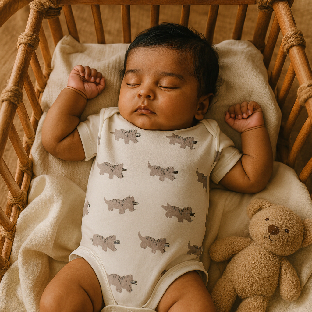 Organic Cotton Unisex Infant Romper with Cute Prints – Half Sleeve IP14