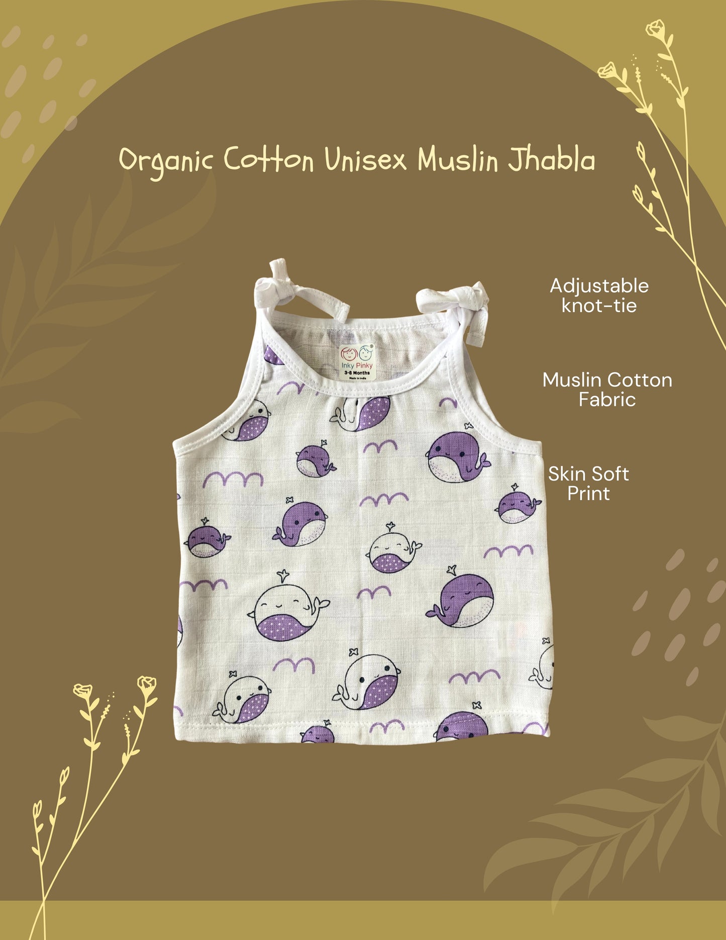 Organic Cotton Muslin Unisex Knot Jhabla Combo Pack of 7 pcs