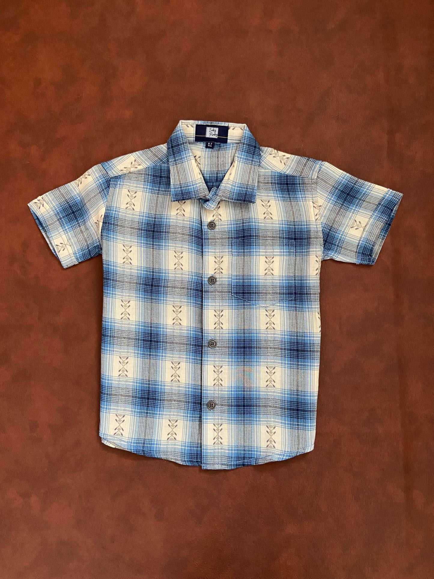 Unisex Kids Cotton Half Sleeve Woven Shirt IP15