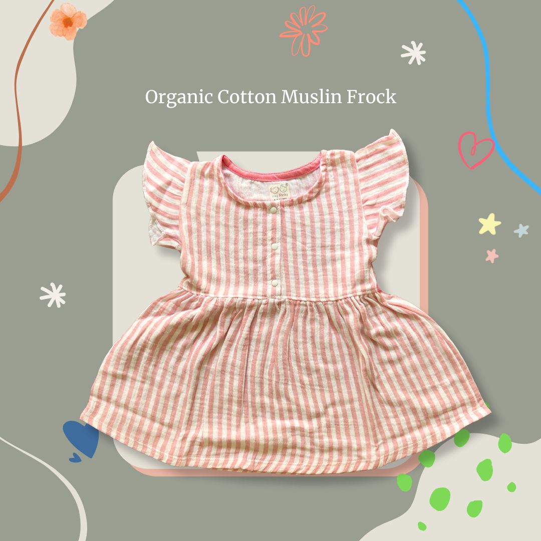 Organic Cotton Muslin Frill Sleeve Frock