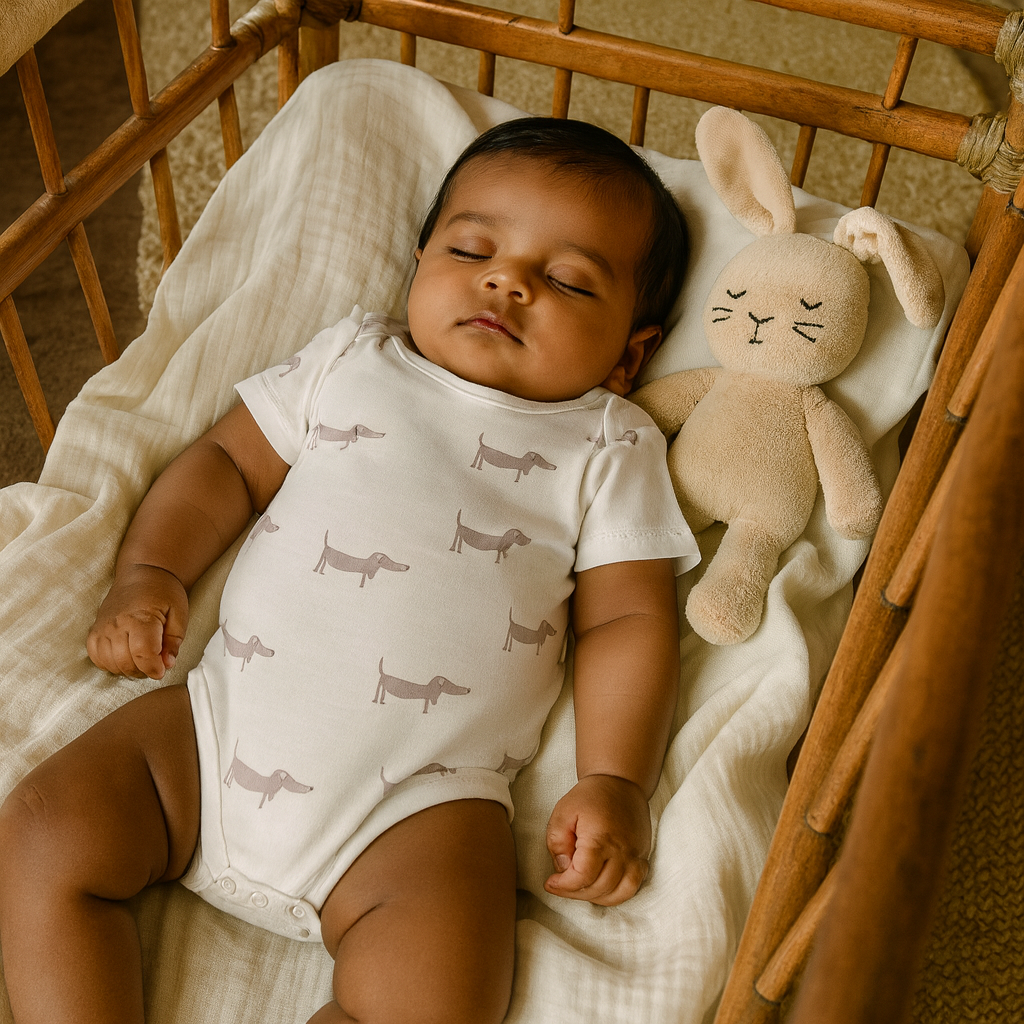 Organic Cotton Unisex Infant Romper with Cute Prints – Half Sleeve IP14