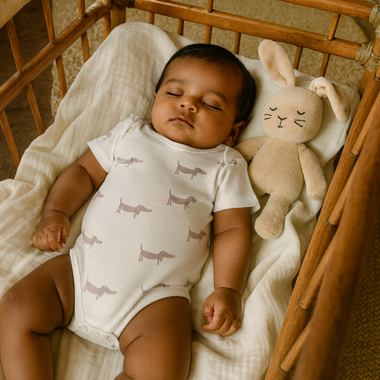 Organic Cotton Unisex Infant Romper with Cute Prints – Half Sleeve IP14