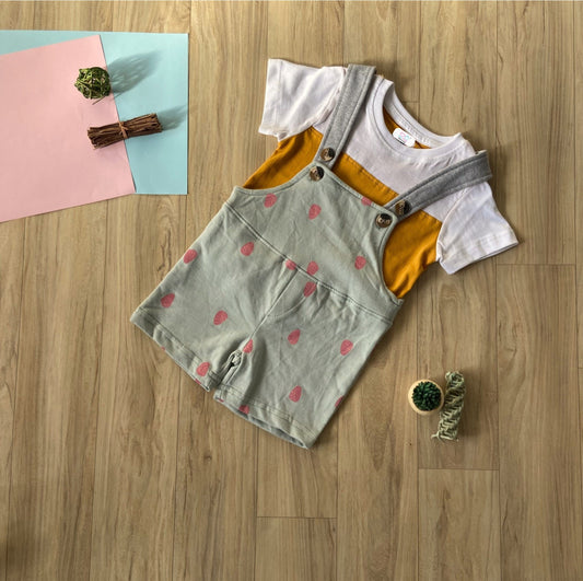Unisex Infants Dungarees with T-shirt Set