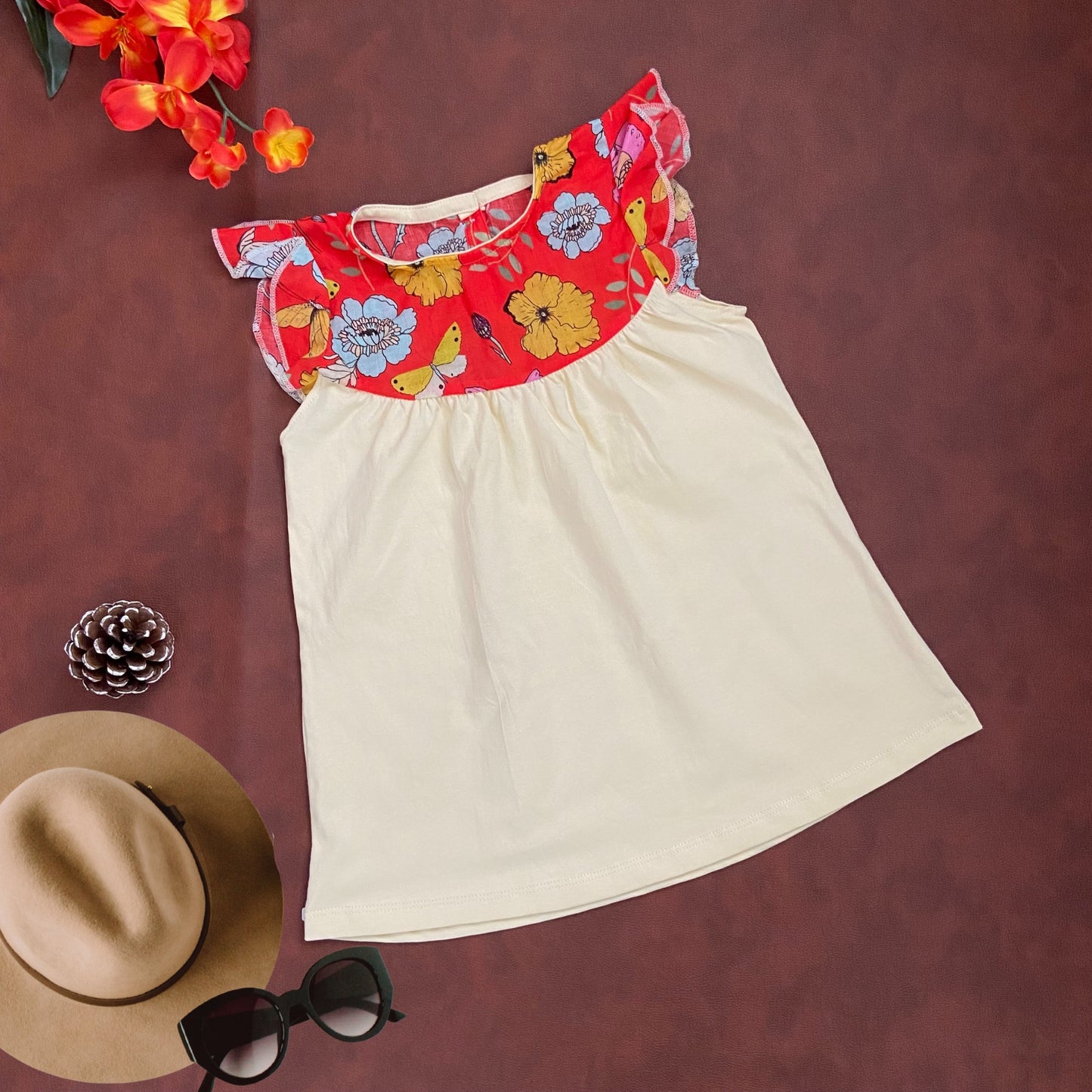 Girls Cotton Trendy Frill Sleeve Frock