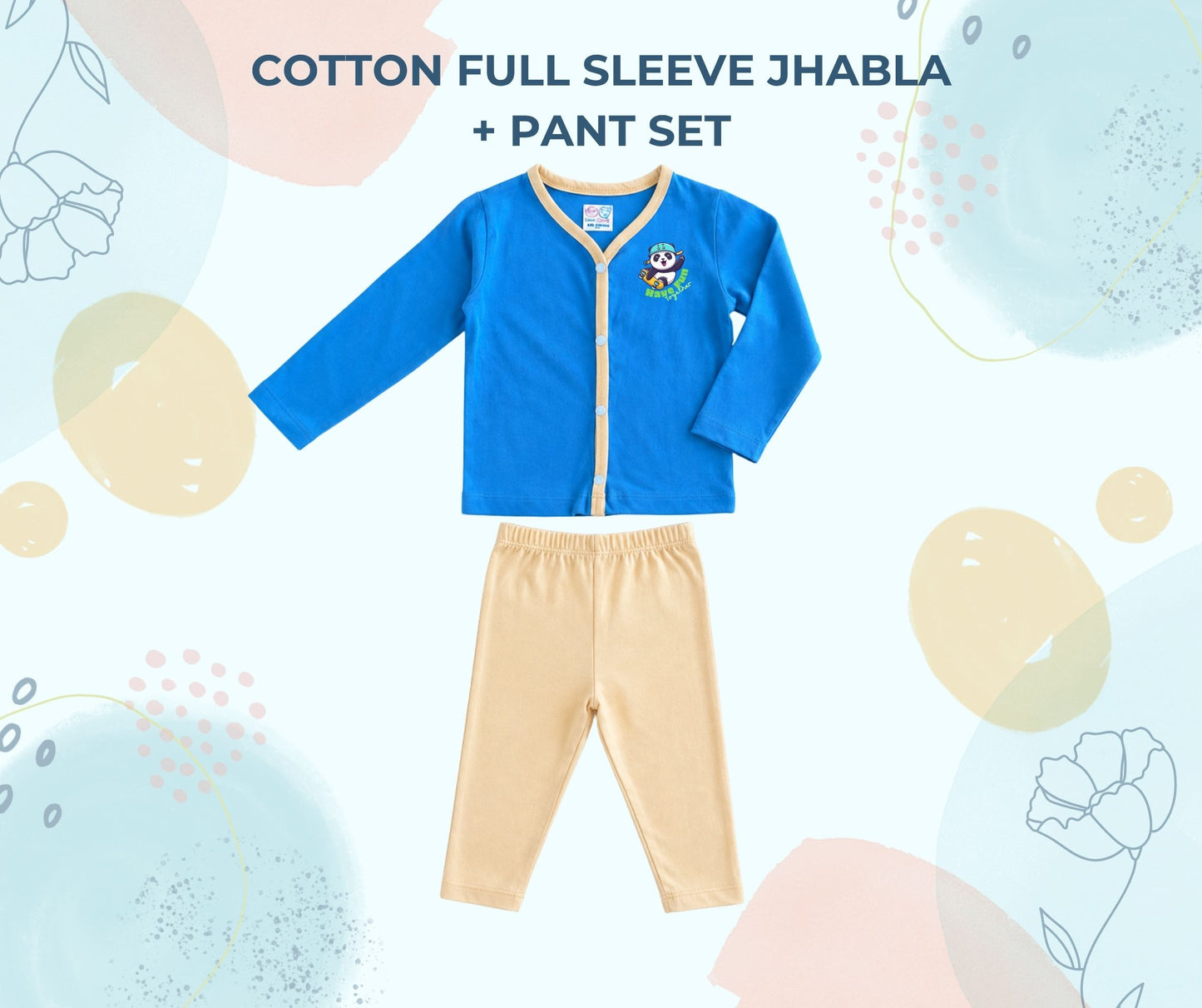 Unisex Printed Cotton Full Sleeve Jhabla + Pant Set IP12