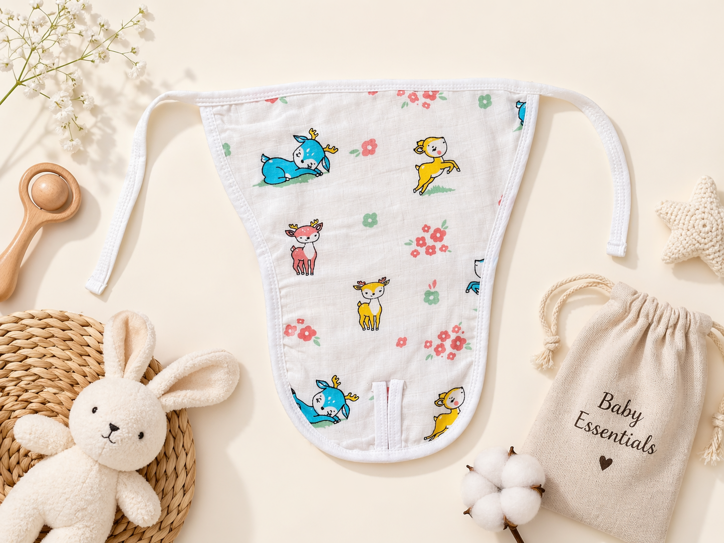 5 pcs Combo Organic Cotton Muslin 2 Layered Unisex Nappies IP28