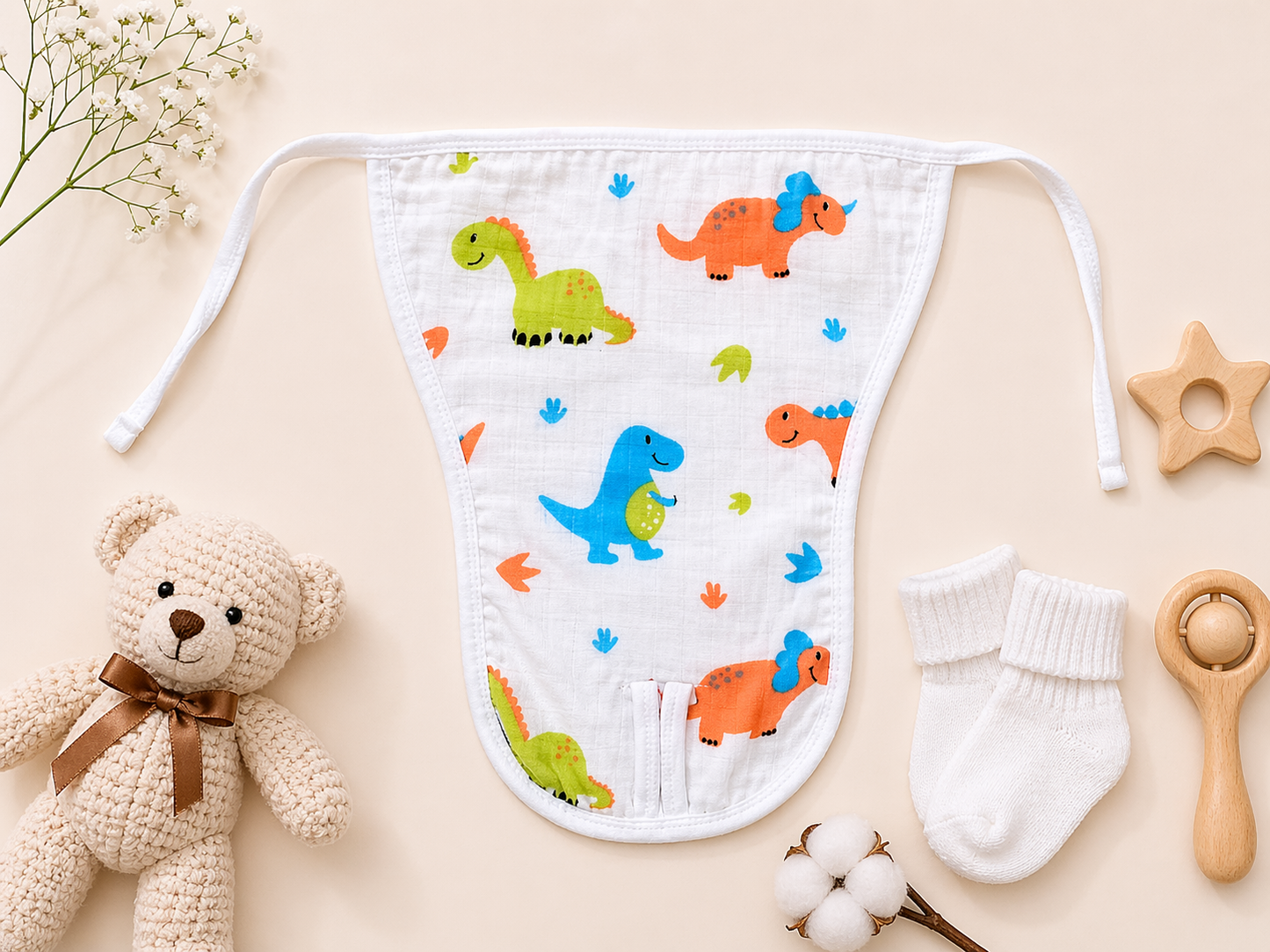 5 pcs Combo Organic Cotton Muslin 2 Layered Unisex Nappies IP28