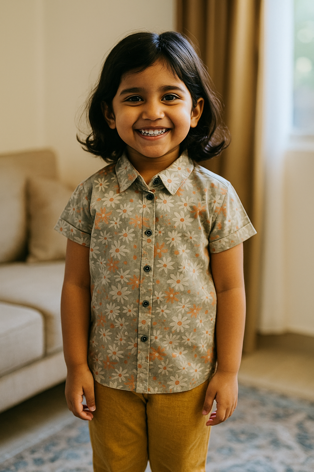 Unisex Kids Cotton Half Sleeve Woven Shirt IP15