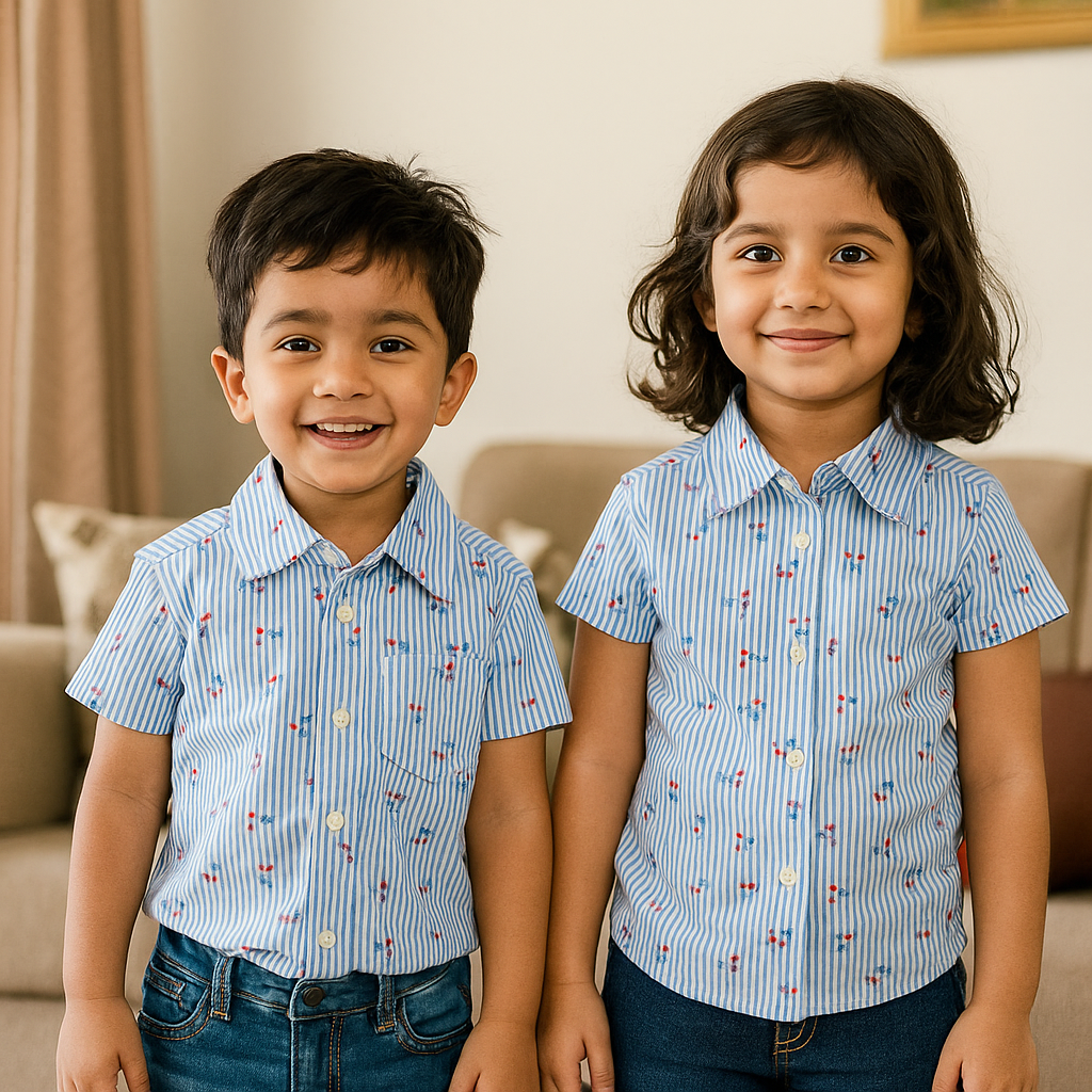 Unisex Kids Cotton Half Sleeve Woven Shirt IP15