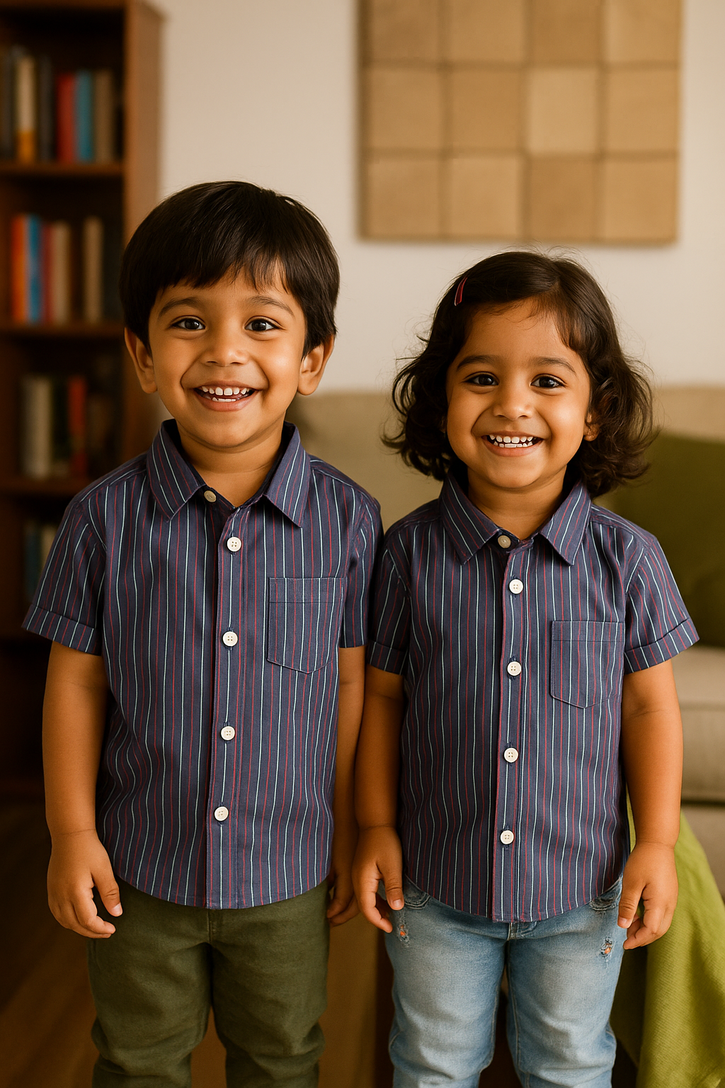 Unisex Kids Cotton Half Sleeve Woven Shirt IP15