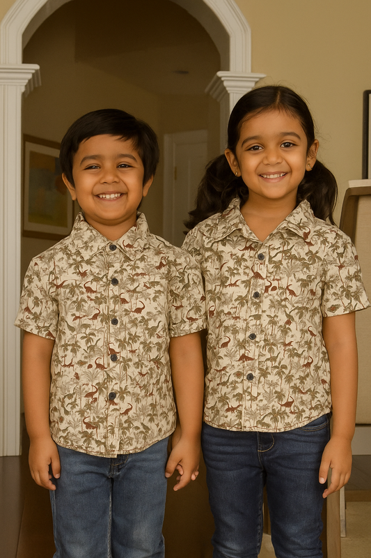 Unisex Kids Cotton Half Sleeve Woven Shirt IP15