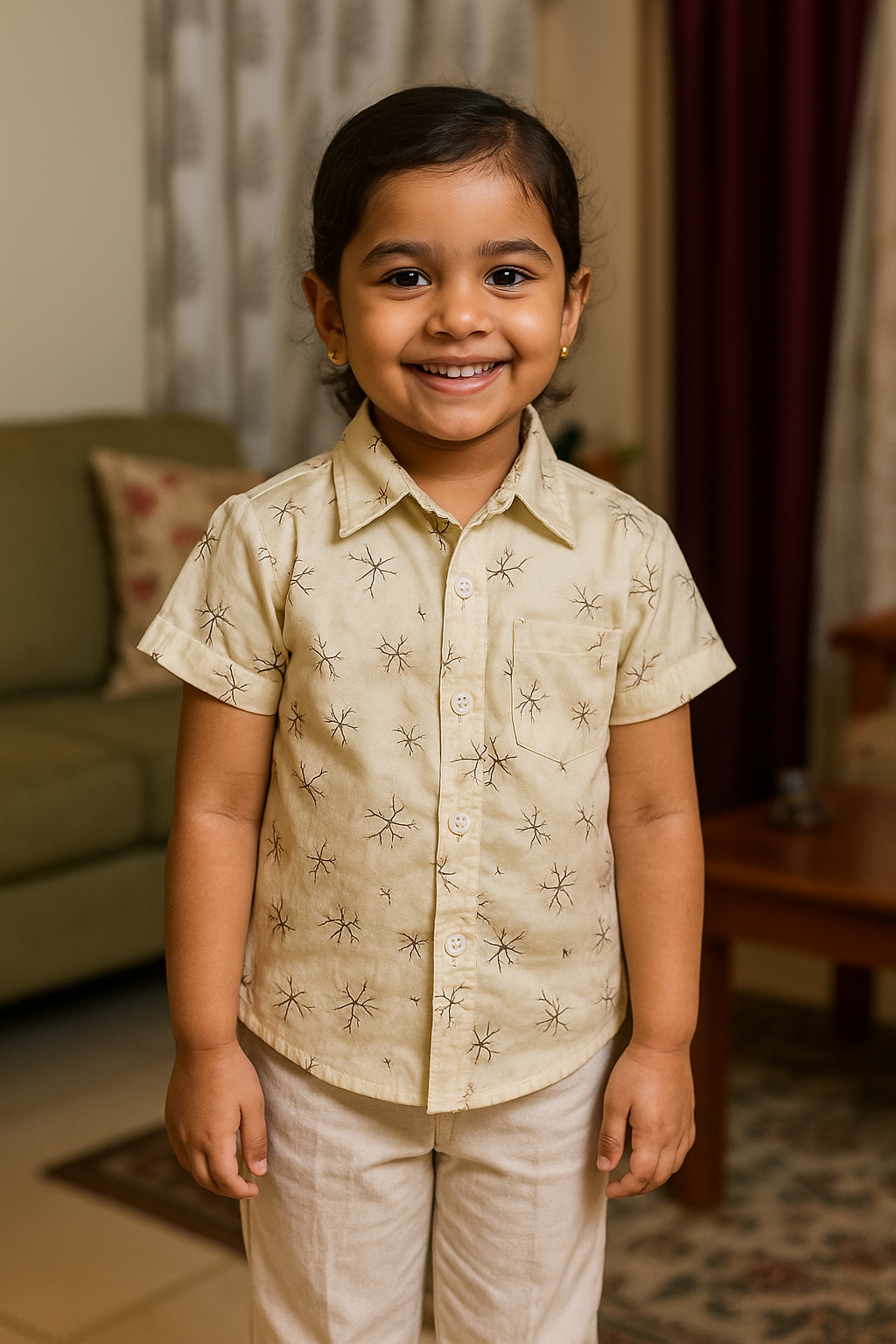 Unisex Kids Cotton Half Sleeve Woven Shirt IP15