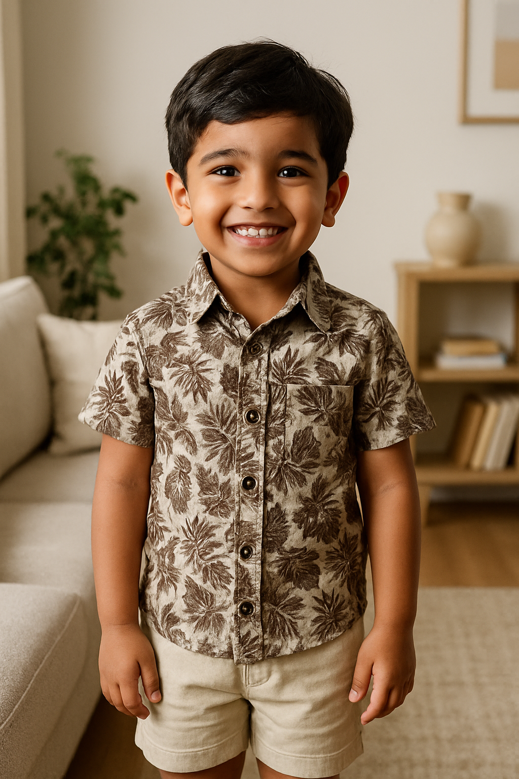 Unisex Kids Cotton Half Sleeve Woven Shirt IP15