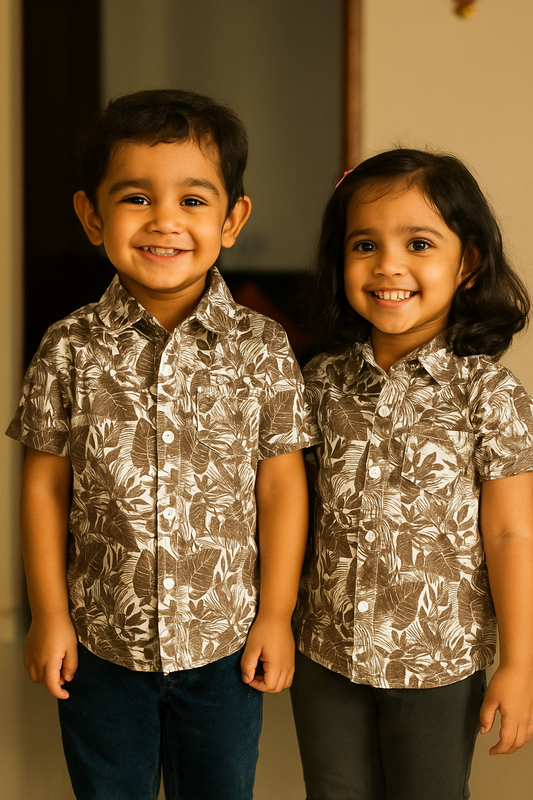 Unisex Kids Cotton Half Sleeve Woven Shirt IP15