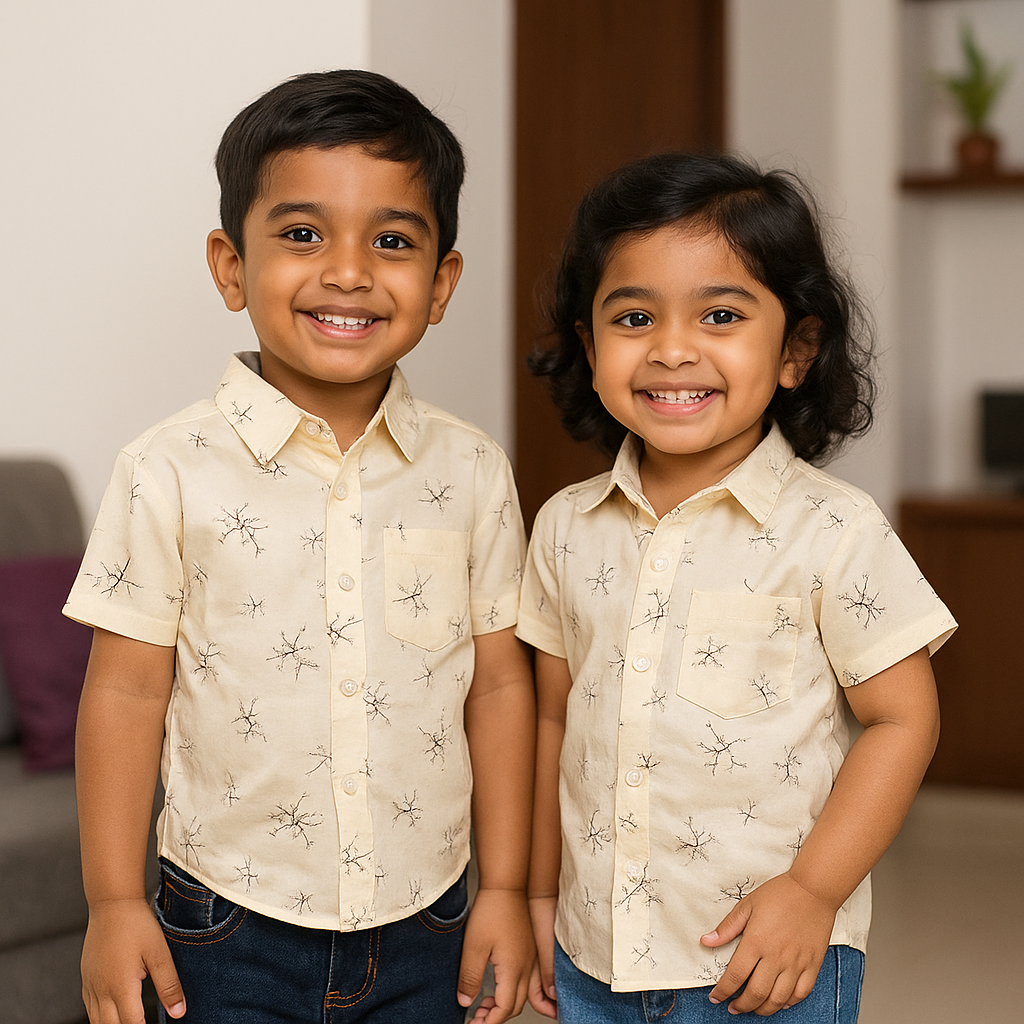 Unisex Kids Cotton Half Sleeve Woven Shirt IP15