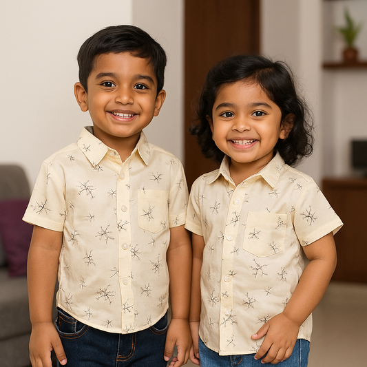 Unisex Kids Cotton Half Sleeve Woven Shirt IP15