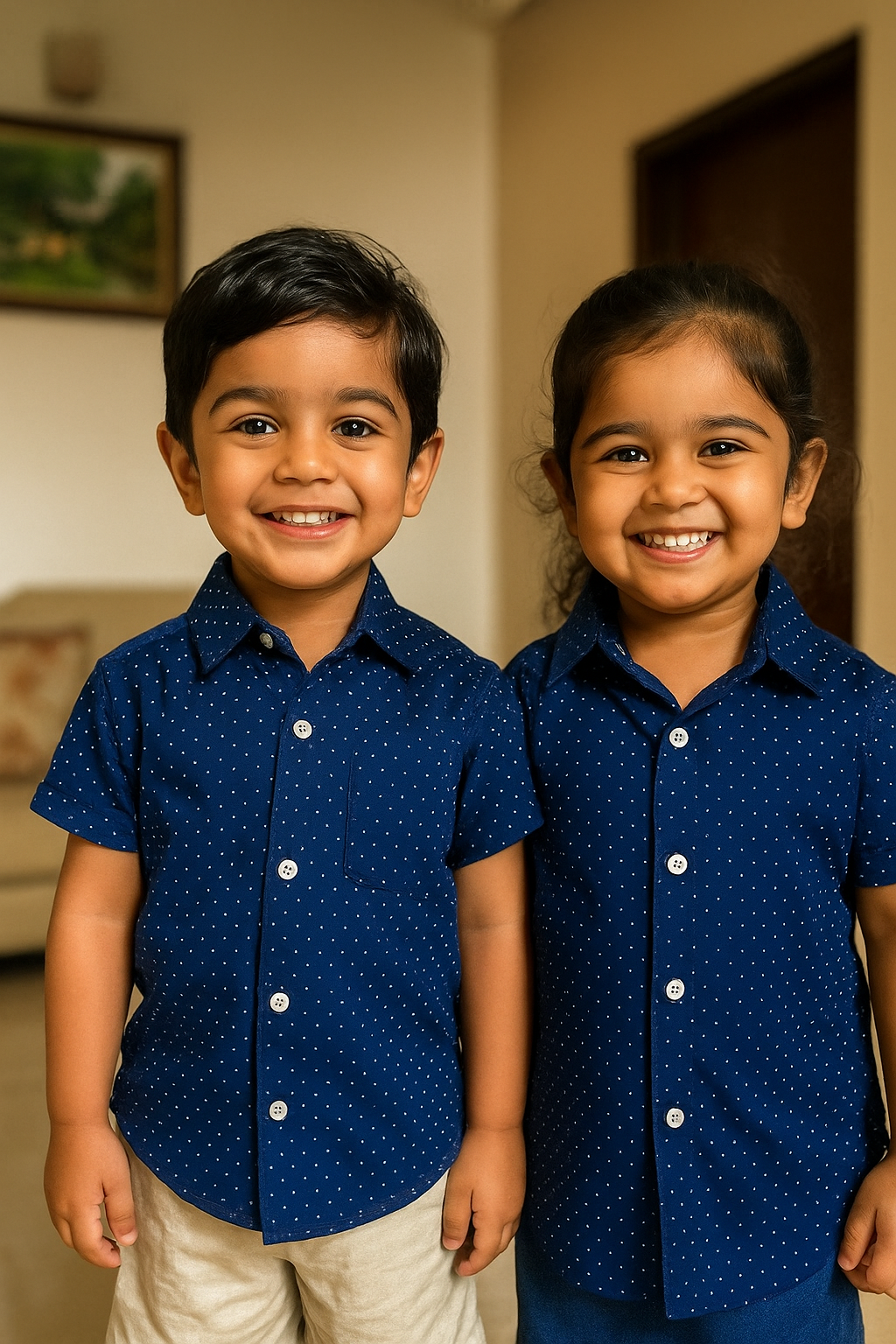 Unisex Kids Cotton Half Sleeve Woven Shirt IP15