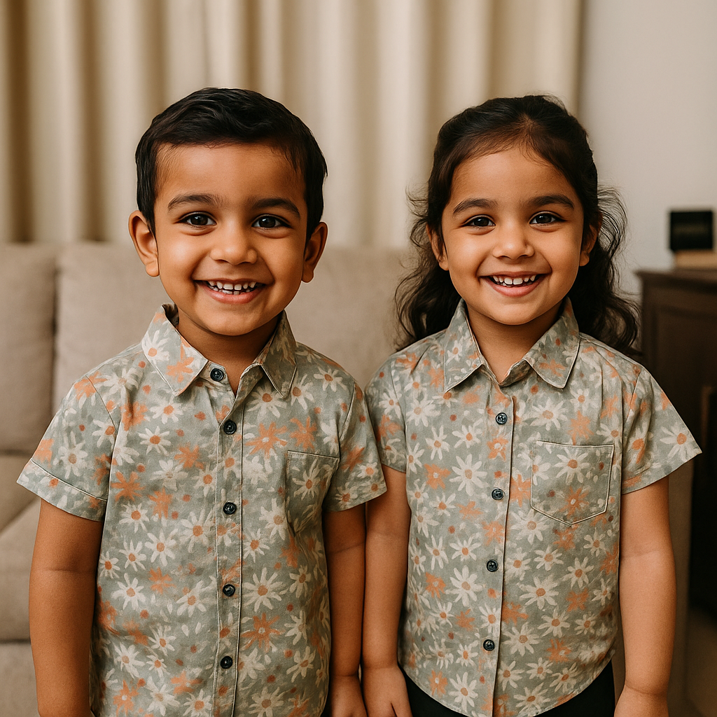 Unisex Kids Cotton Half Sleeve Woven Shirt IP15