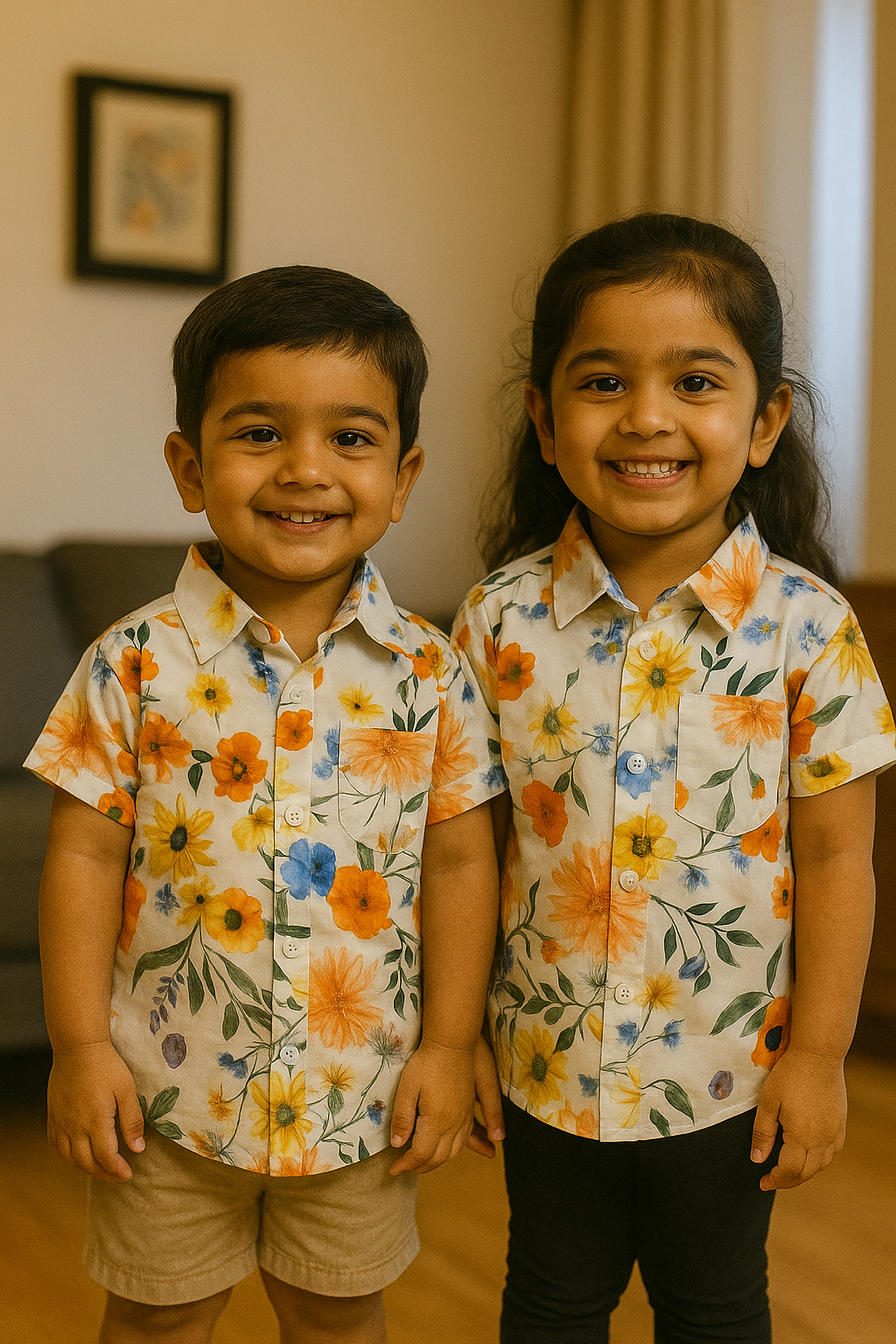 Unisex Kids Cotton Half Sleeve Woven Shirt IP15