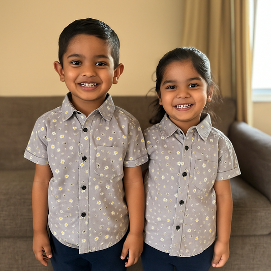 Unisex Kids Cotton Half Sleeve Woven Shirt IP15