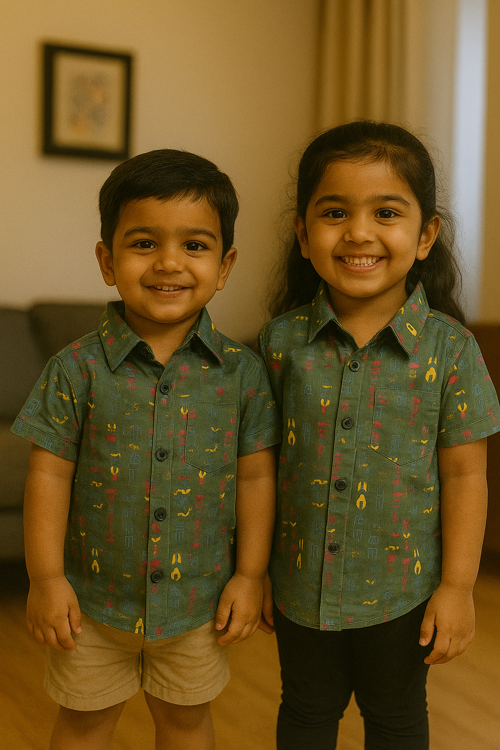 Unisex Kids Cotton Half Sleeve Woven Shirt IP15