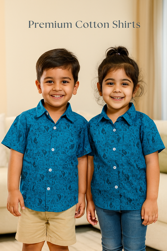 Unisex Kids Cotton Half Sleeve Woven Shirt IP15