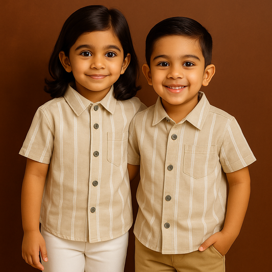 Unisex Kids Cotton Half Sleeve Woven Shirt IP15