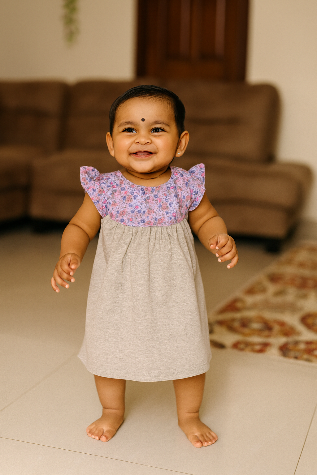 Girls Cotton Trendy Frill Sleeve Frock