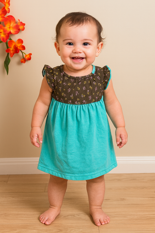 Girls Cotton Trendy Frill Sleeve Frock