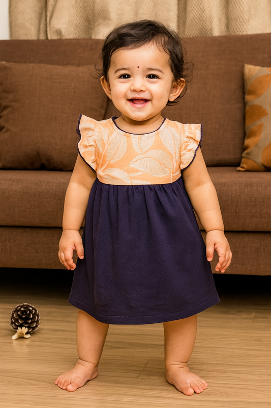 Girls Cotton Trendy Frill Sleeve Frock