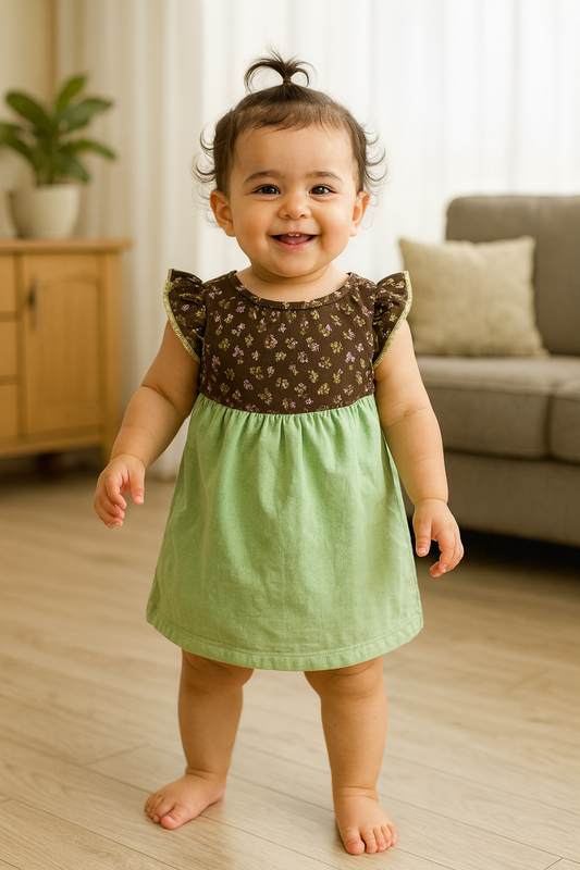 Girls Cotton Trendy Frill Sleeve Frock