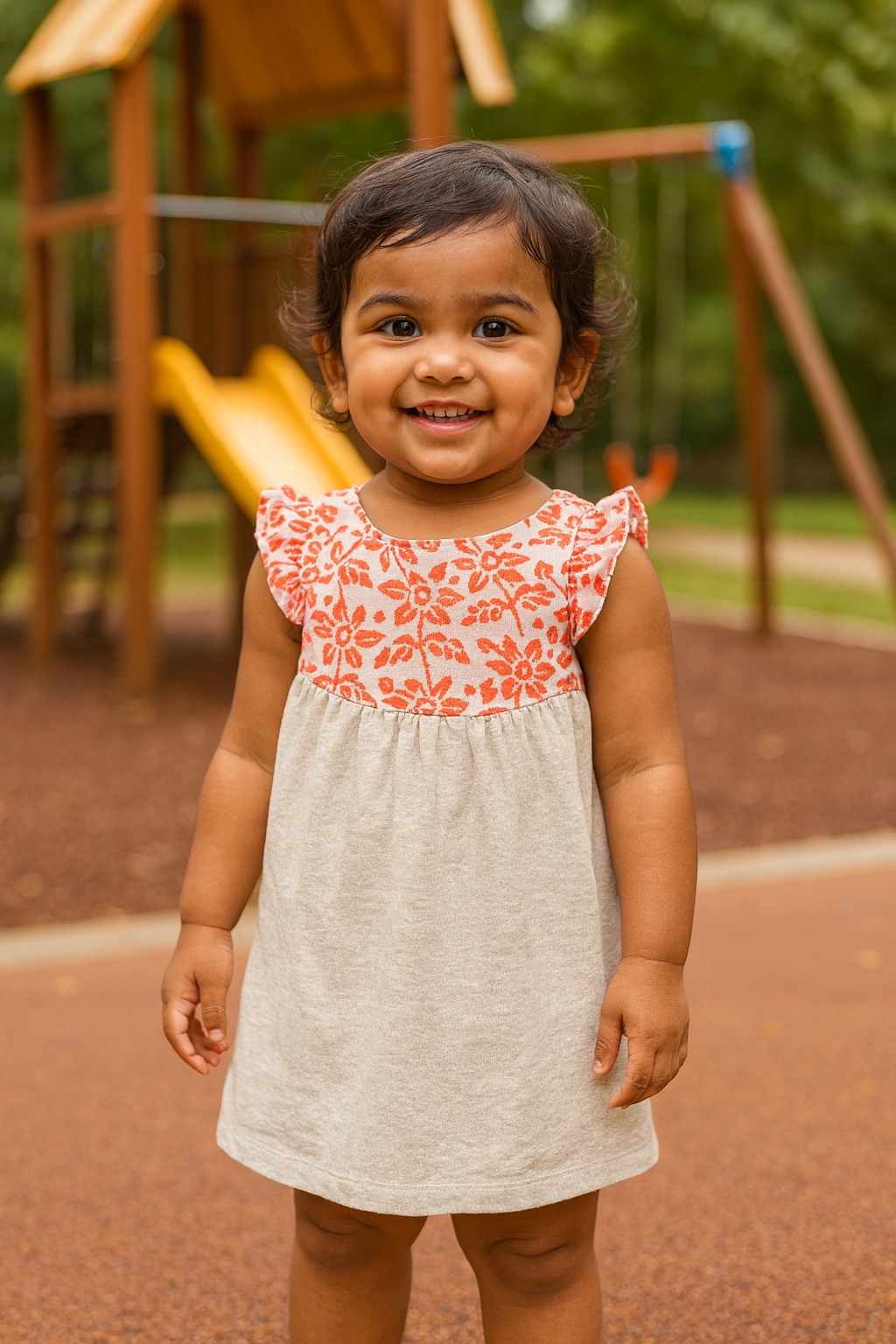 Girls Cotton Trendy Frill Sleeve Frock