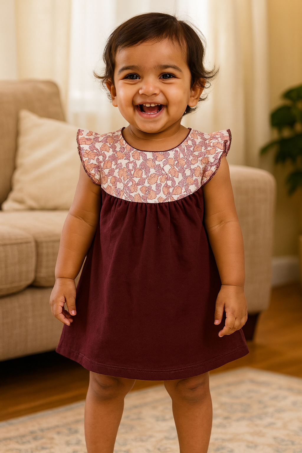 Girls Cotton Trendy Frill Sleeve Frock