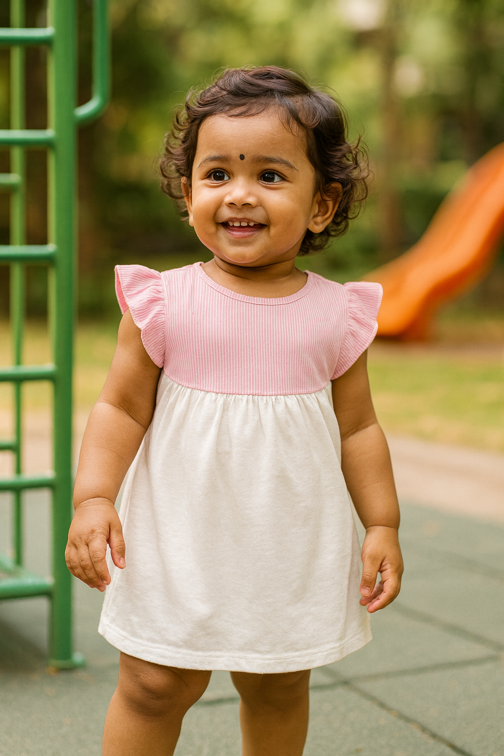 Girls Cotton Trendy Frill Sleeve Frock