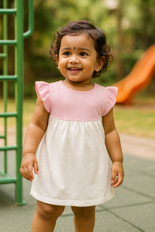 Girls Cotton Trendy Frill Sleeve Frock