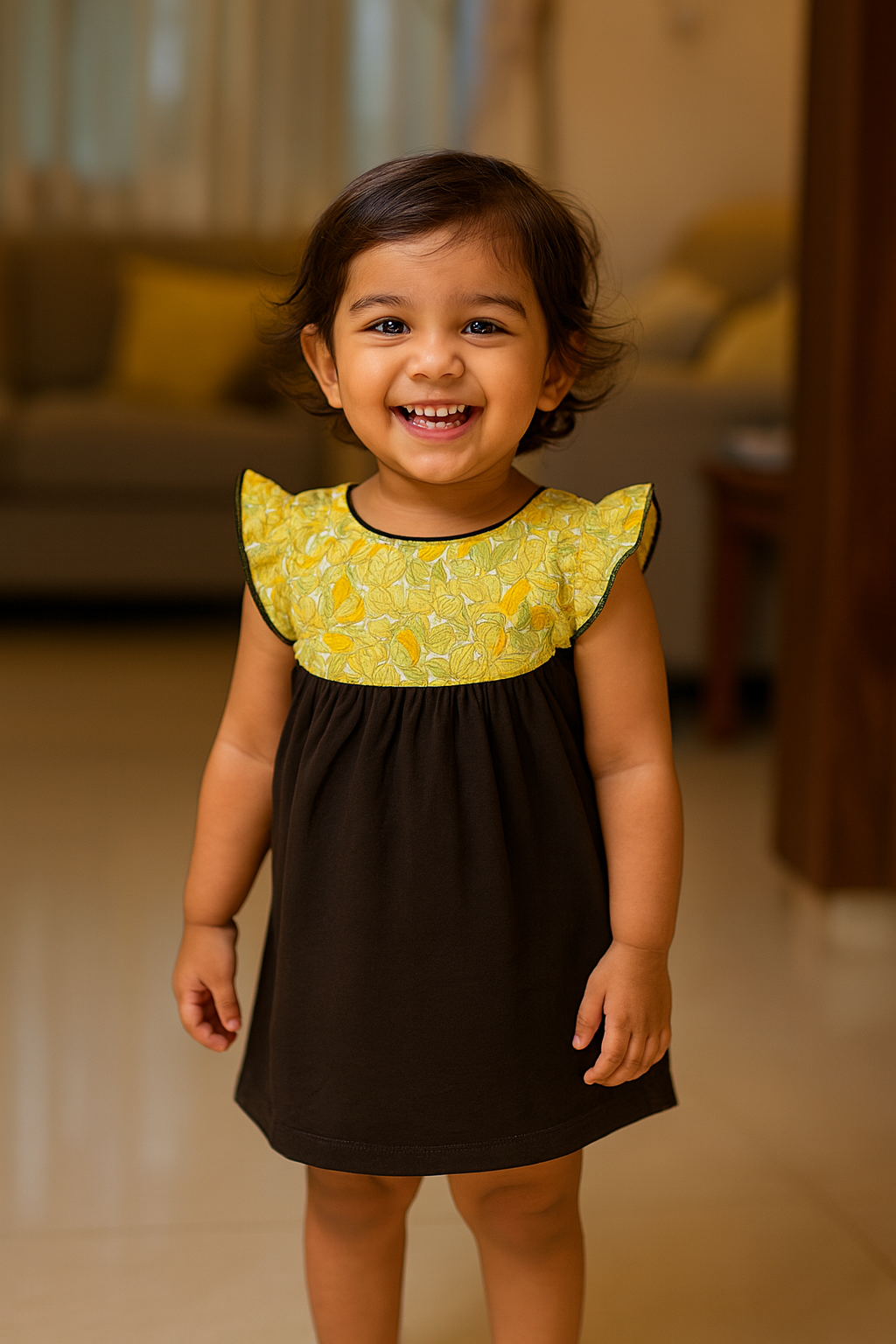 Girls Cotton Trendy Frill Sleeve Frock