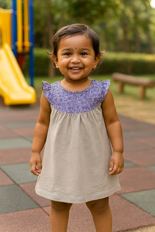 Girls Cotton Trendy Frill Sleeve Frock