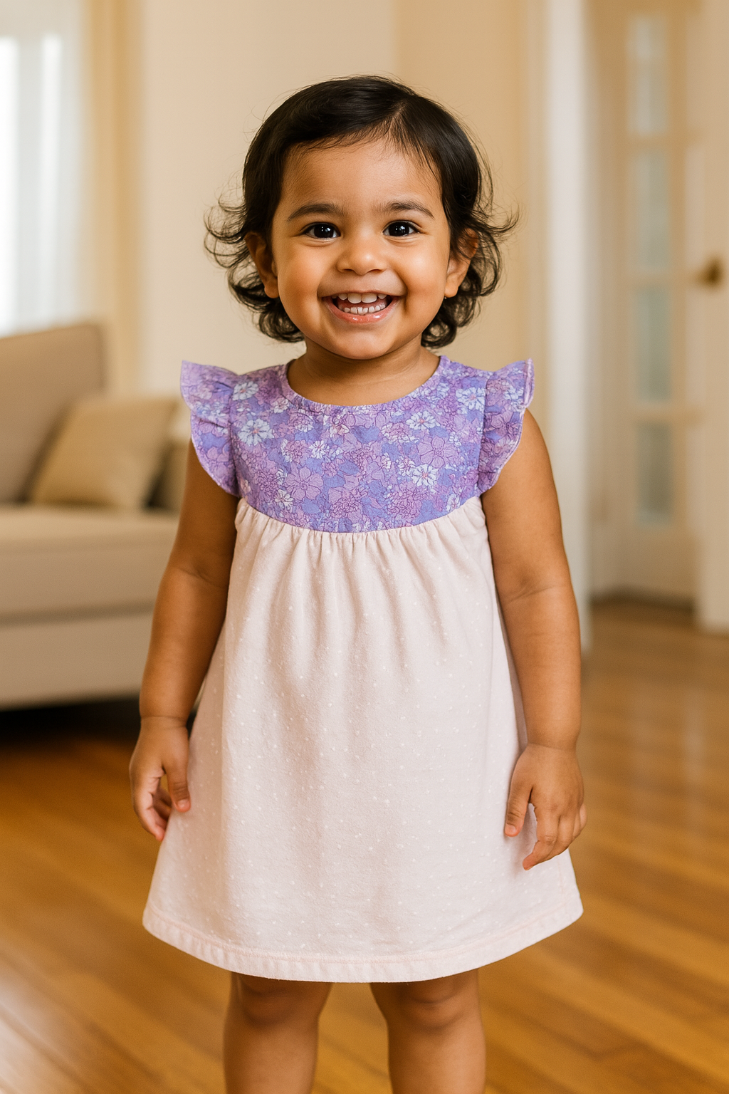 Girls Cotton Trendy Frill Sleeve Frock