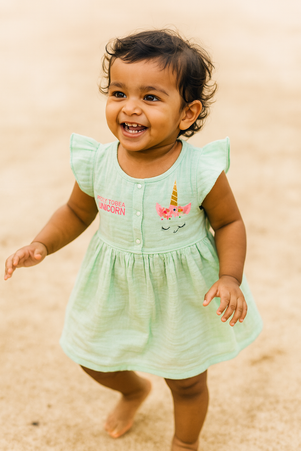 Organic Cotton Muslin Frill Sleeve Frock