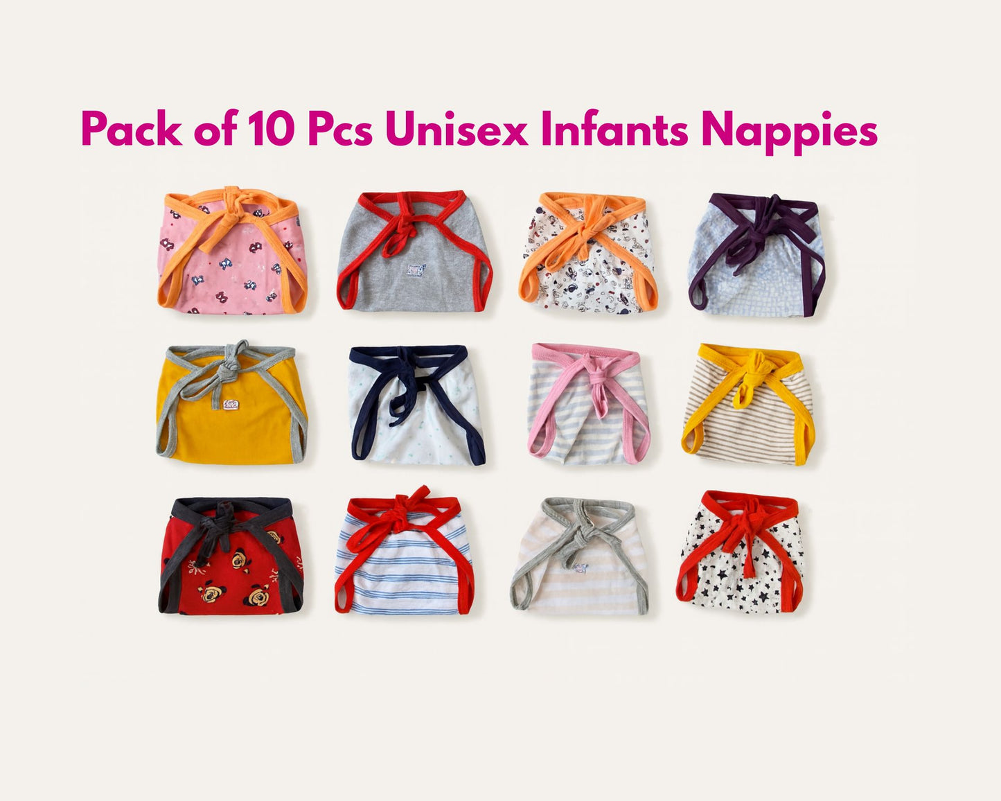 Pack of 10 Pcs Unisex Infants Nappies