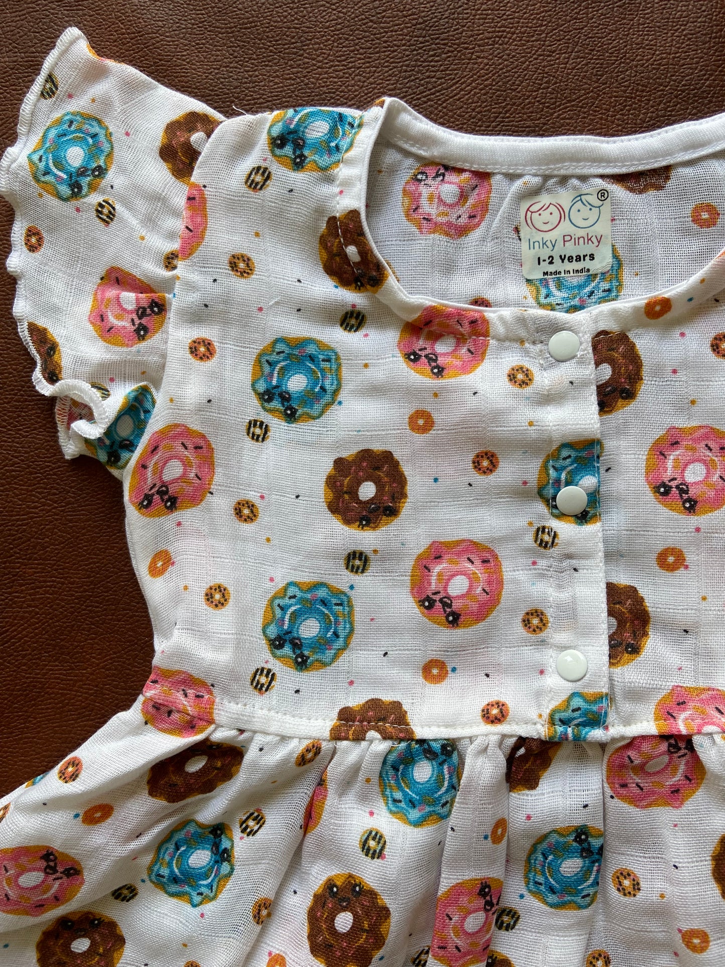 Organic Cotton Muslin Frill Sleeve Frock