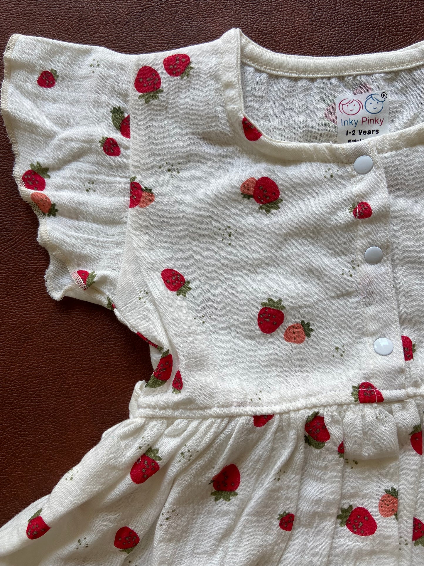 Organic Cotton Muslin Frill Sleeve Frock