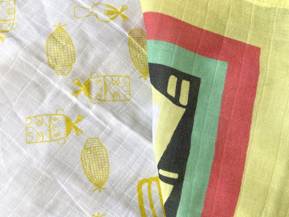 100% Cotton Muslin Printed Baby Swaddle Wrap – 120 × 120 cm,  IP45