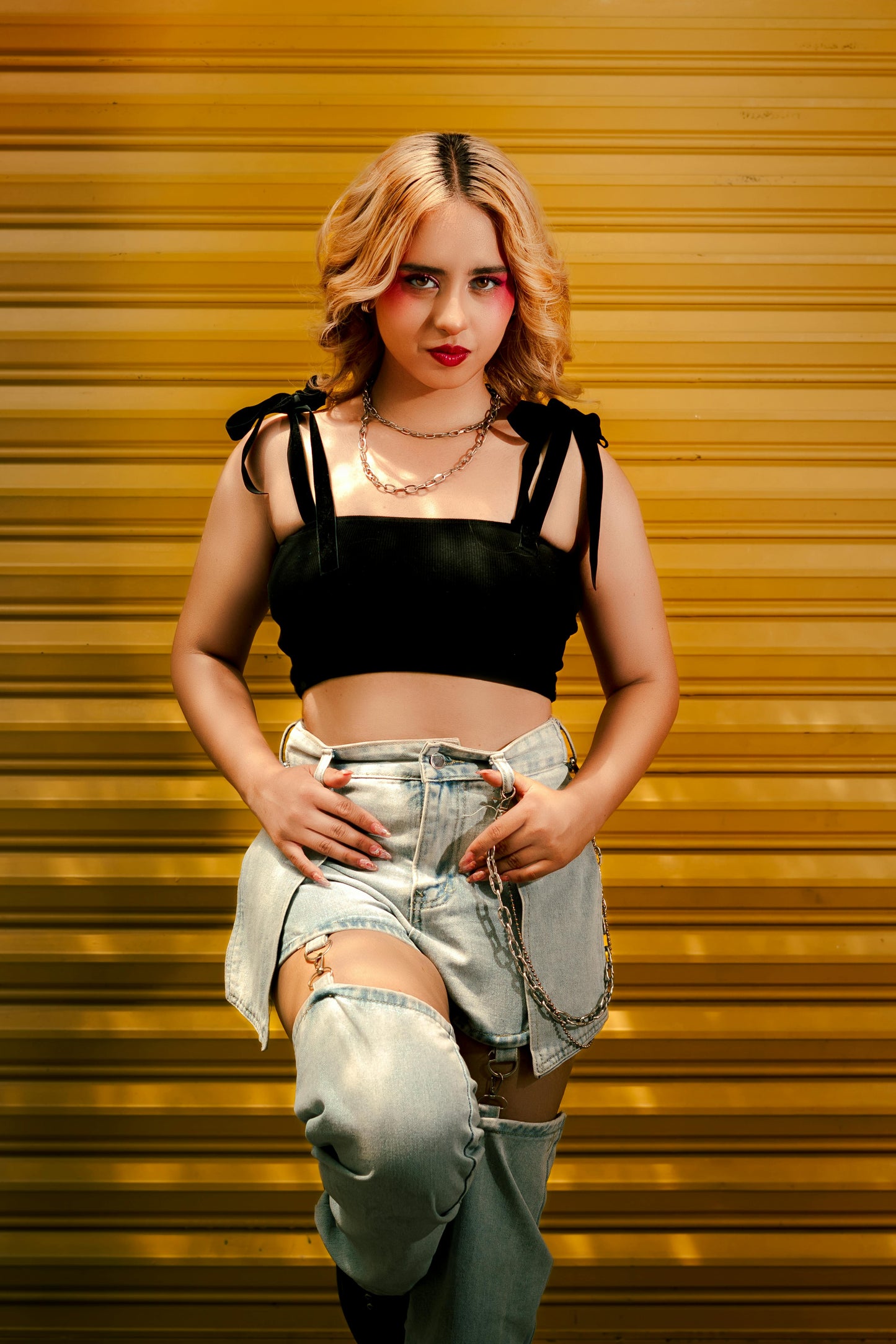 Midnight Tie-Up Ribbed Top