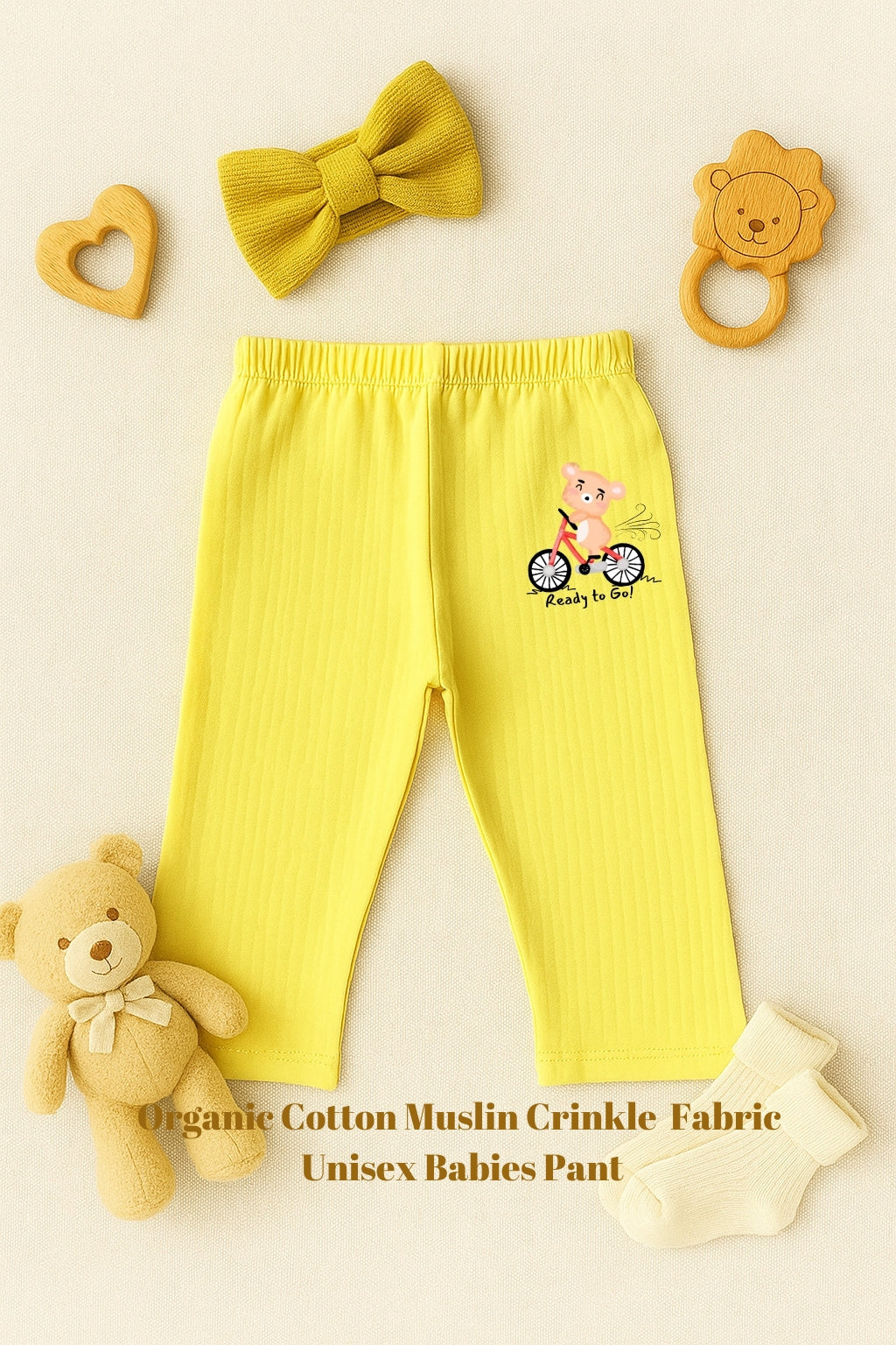 Organic cotton muslin crinkle fabric unisex pant IP22