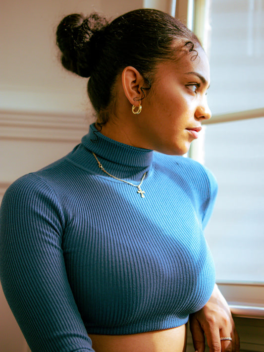 Sculpted High Neck Crop Top