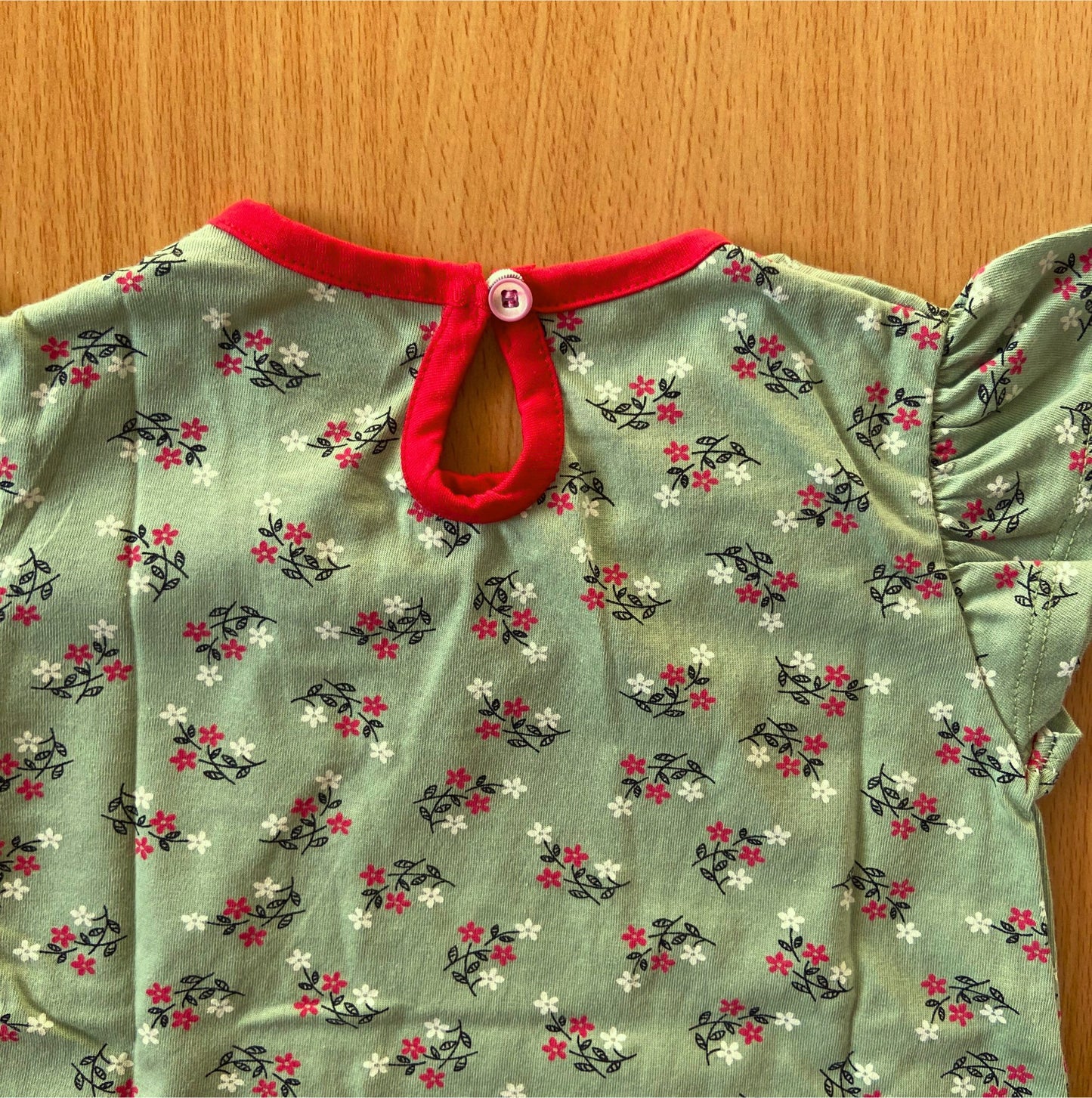 Girls Cotton Printed Frill Sleeve Top