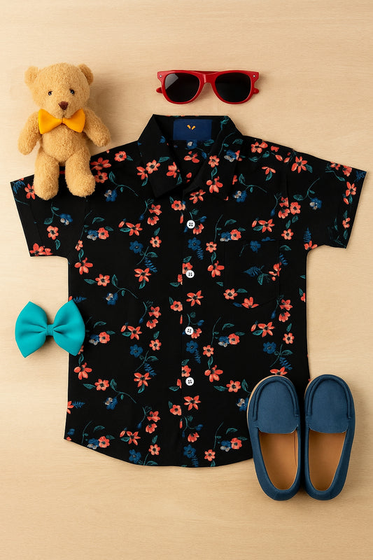 Unisex Kids Cotton Half Sleeve Woven Shirt IP15