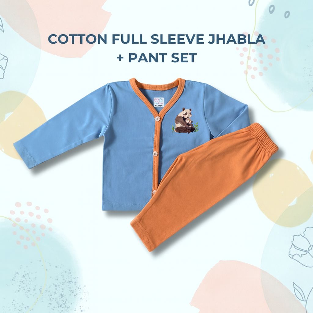 Unisex Printed Cotton Full Sleeve Jhabla + Pant Set IP12